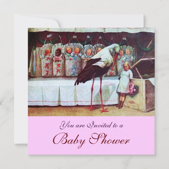 Invitación HISTORIA BABY SHOWER 3, rosa (Anverso)