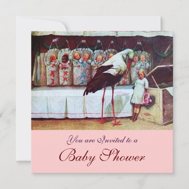 Invitación HISTORIA BABY SHOWER 3, rosa (Anverso)