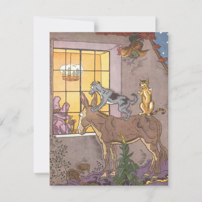 Invitación Historia de hadas de cosecha, músicos de Bremen, H (Anverso)