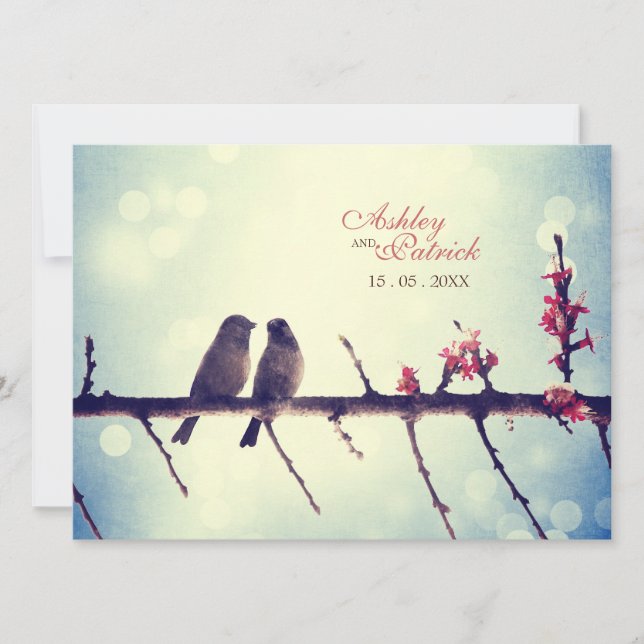 Invitación Historia de los pájaros del amor horizontal (Anverso)