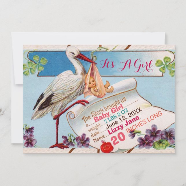 Invitación HISTORIA, ESTADOS DE NACIMIENTO DE BABY SHOWER Chi (Anverso)