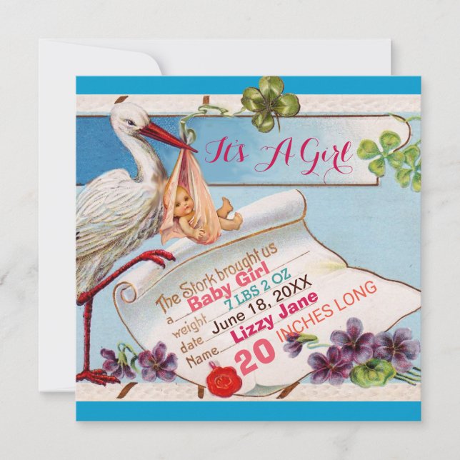 Invitación HISTORIA, ESTADOS DE NACIMIENTO DE BABY SHOWER Chi (Anverso)