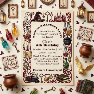 Invitación Historia Mágica de Halloween de Hocus Pocus Cumple