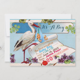 INVITACIÓN HISTORIA, SHAMROCKS NIÑO ESTADOS DE NACIMIENTO DE