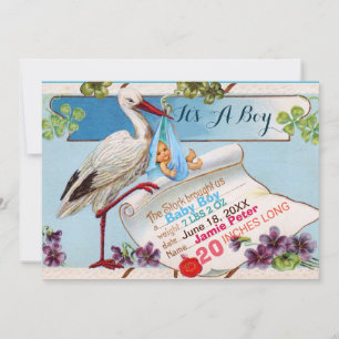 INVITACIÓN HISTORIA, SHAMROCKS NIÑO ESTADOS DE NACIMIENTO DE 