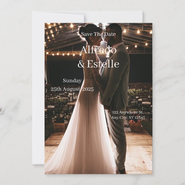 Invitación Historia simple de boda blanco (Anverso)