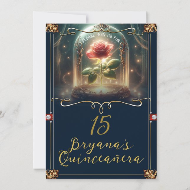 Invitación Historia tan antigua como la Rosa encantada del ti (Anverso)