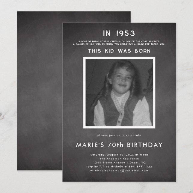 Invitación Historial de pop | Foto Fiesta de cumpleaños (Anverso / Reverso)