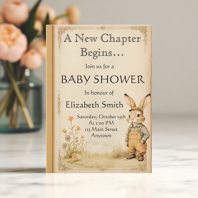 Invitación Historias antiguas Baby Shower con conejito (Subido por el creador)