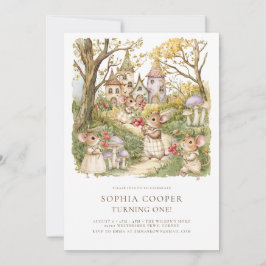 Invitación Historieta Animales acuarela Primer cumpleaños