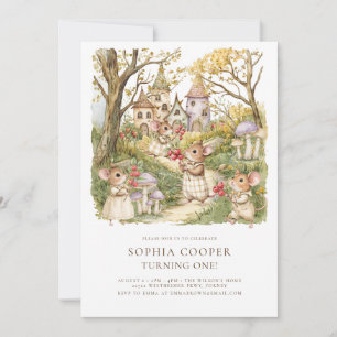 Invitación Historieta Animales acuarela Primer cumpleaños