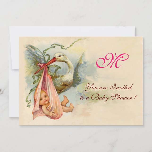 INVITACIÓN HISTORIETA DE NIÑAS DE BEBÉ MONOGRAM (Anverso)