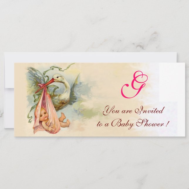 INVITACIÓN HISTORIETA DE NIÑAS DE BEBÉ MONOGRAM (Anverso)