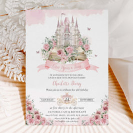 Invitación Historieta del castillo de la princesa floral rosa