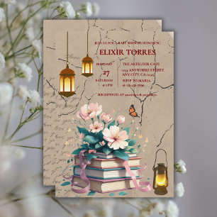 Invitación Historieta vintage Floral Baby Shower