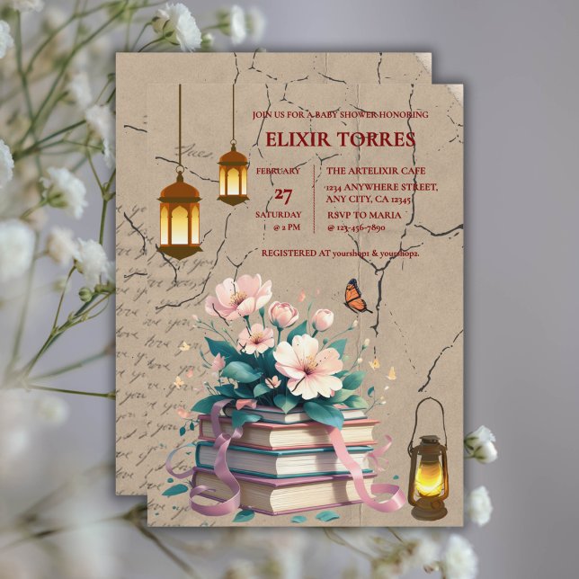 Invitación Historieta vintage Floral Baby Shower (Subido por el creador)