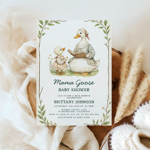 Invitación Historieta vintage Mama Goose Baby Shower
