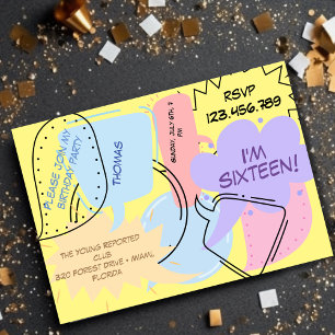 Invitación Historietas de arte pop burbuja cumpleaños de niño