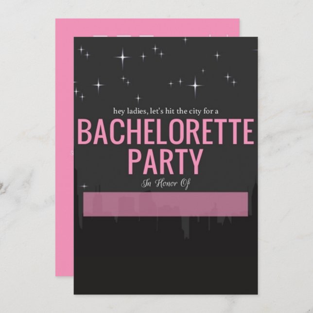 Invitación Hit The City Skyline Bachelorette Party (Anverso / Reverso)