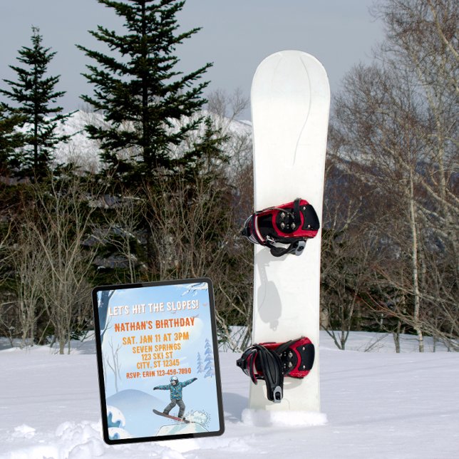 Invitación Hit the Slopes, Snowboard Boy Birthday (Subido por el creador)