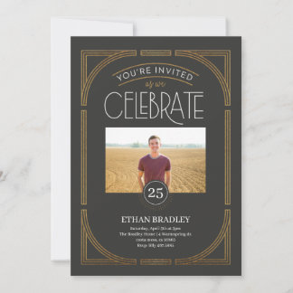 Invitación Hito Art Déco (Oro Falso)