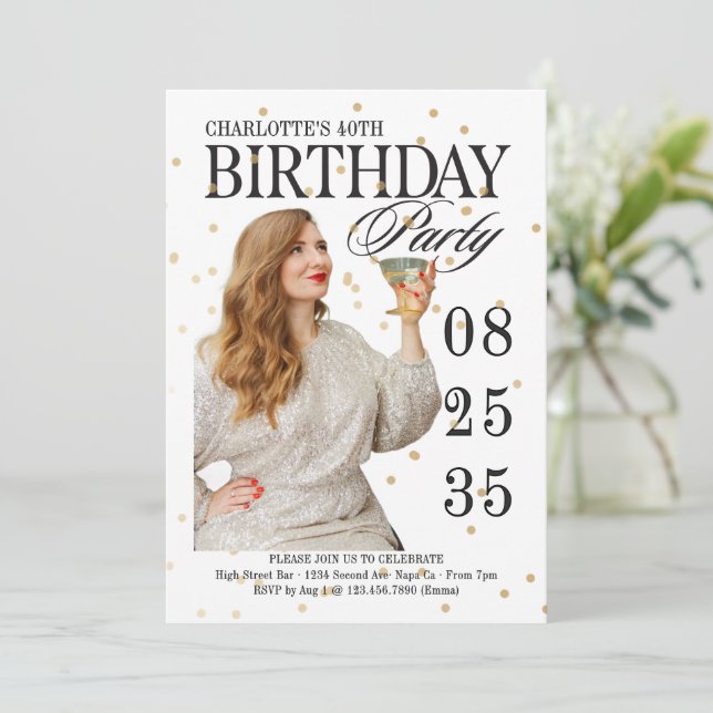 Invitación Hito de guión moderno Cumpleaños de cualquier edad (Anverso de pie)