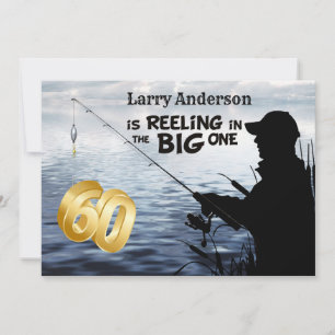 Invitación Hito de pescador adulto cumpleaños 60 personalizad
