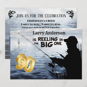 Invitación Hitos de pescadores adultos 90 cumpleaños 4- grand