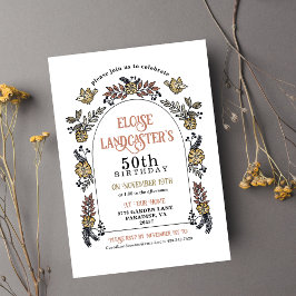 Invitación Hitos del Arco de Flores Jardín 50 cumpleaños