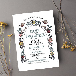 Invitación Hitos del Arco de Flores Jardín 60 cumpleaños