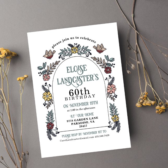 Invitación Hitos del Arco de Flores Jardín 60 cumpleaños (Subido por el creador)