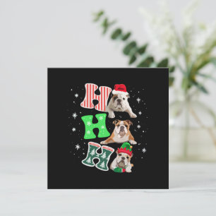 Invitación Ho Ho Ho Bulldog Inglés Santa Reno Navidad 