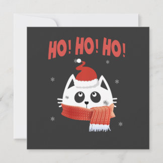Invitación Ho Ho Ho Cute Cat Santa Hat Ho Cubed Matching Fami