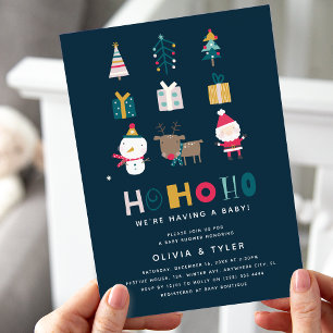 Invitación Ho Ho Ho Fiesta de Bebé de Parejas en Navidad