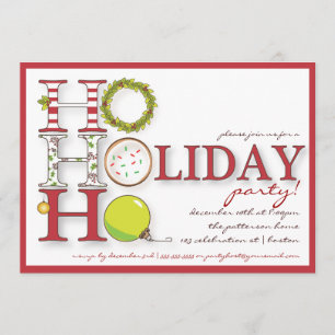 Invitación HO HO HO Fiesta de Navidades de vacaciones felices