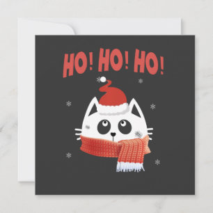 Invitación Ho Ho Ho Gato Lindo Sombrero de Santa Ho al Cubo F