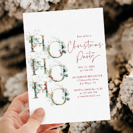 Invitación Ho Ho Ho Ho Elegant Fiesta de Navidades del Oro Ve