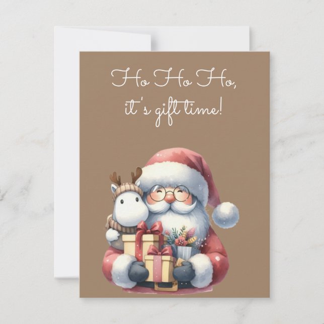 Invitación 🎅 🎁 Ho Ho Ho Ho, ¡es el momento del regalo! 🎁 � (Anverso)