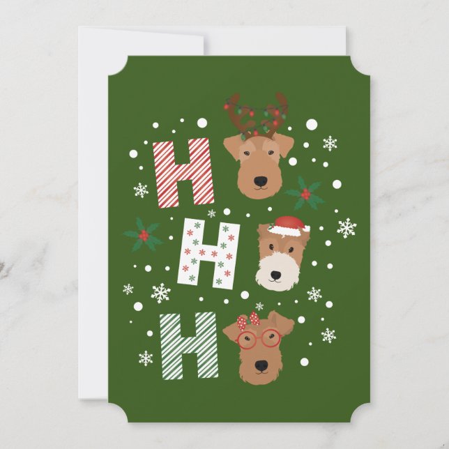 Invitación Ho Ho Ho Ho Ho Welsh Terrier Feliz Navidad (Anverso)