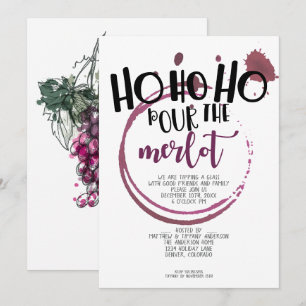 Invitación Ho Ho Ho Ho Pour el Fiesta de los Navidades Merlot