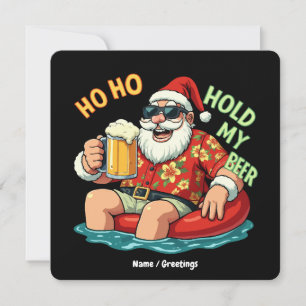 Invitación Ho Ho Hold My Beer Funny Bebiendo Navidades Santa