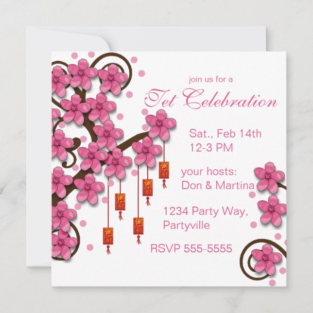 Invitación Hoa Dao Feliz Año Nuevo (Anverso)