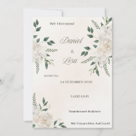 Invitación Hochzeitseinladung Elegant Floral – Naturweiß