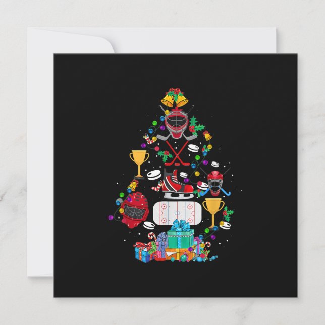 Invitación Hockey Cute Navidad Ornamento Árbol Divertido niño (Anverso)