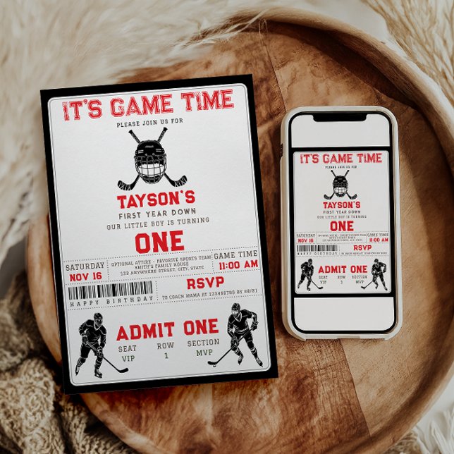 Invitación Hockey First Year Down – 1st Birthday  (Subido por el creador)