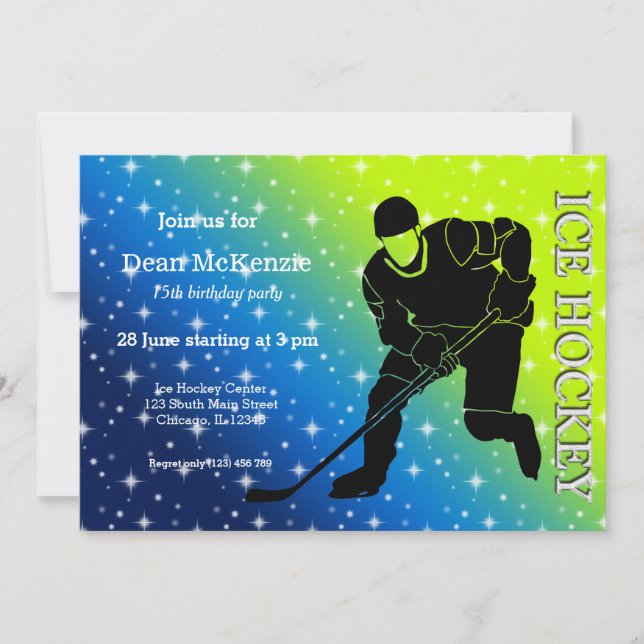 Invitación Hockey sobre hielo (Anverso)