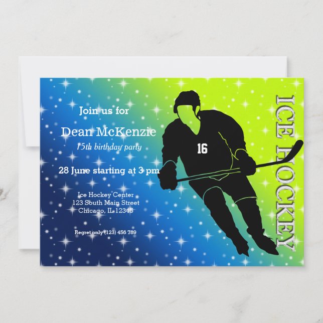 Invitación Hockey sobre hielo (Anverso)