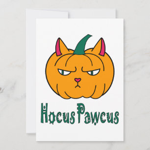 Invitación Hocucus pawcus Halloween calabaza ginger cat magia