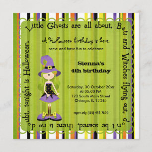 Invitación Hocus Pocus Cumpleaños de Brujas (Verde)