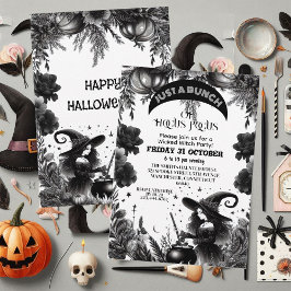 Invitación Hocus Pocus Fiesta malvado guion gótico negro